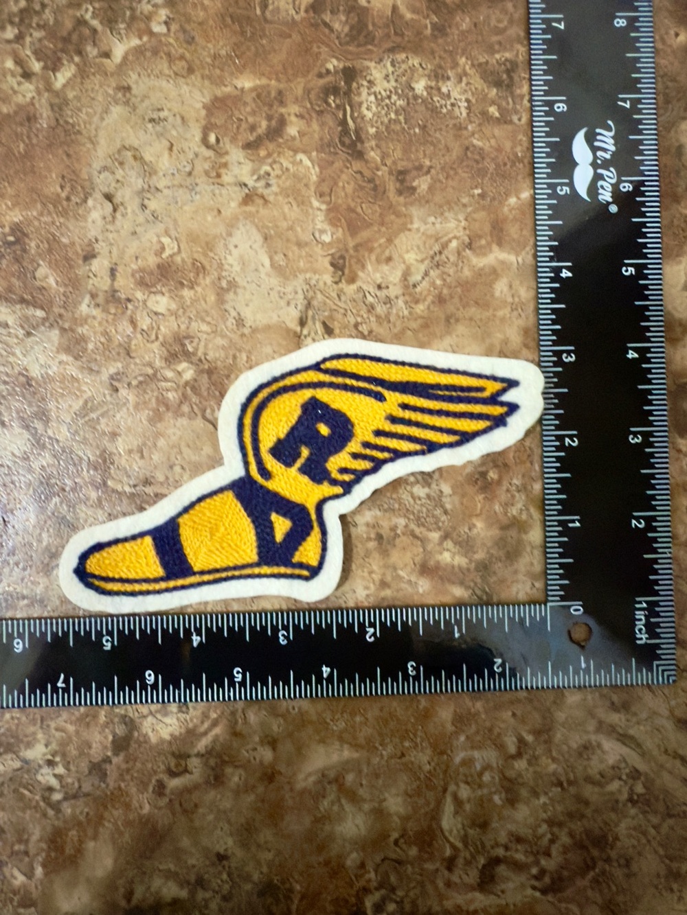 Winged Running Shoe Patch in Yellow and Navy